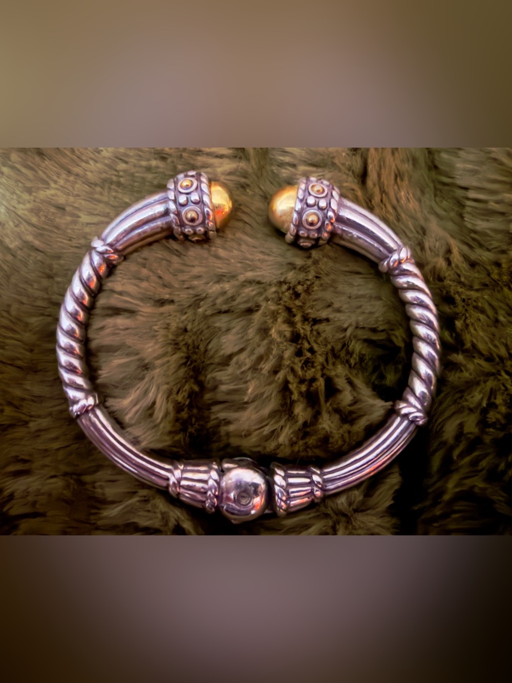 Brighton Meridian Two-Tone Silver and Gold Open Cuff Bracelet